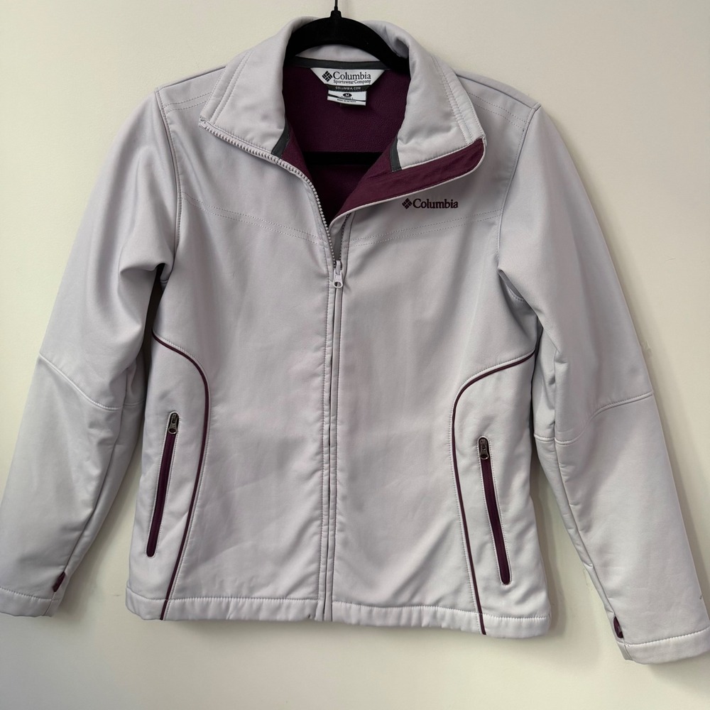 Columbia Women's Omni-Shield Full Zip Jacket Light Gray Purple Lined